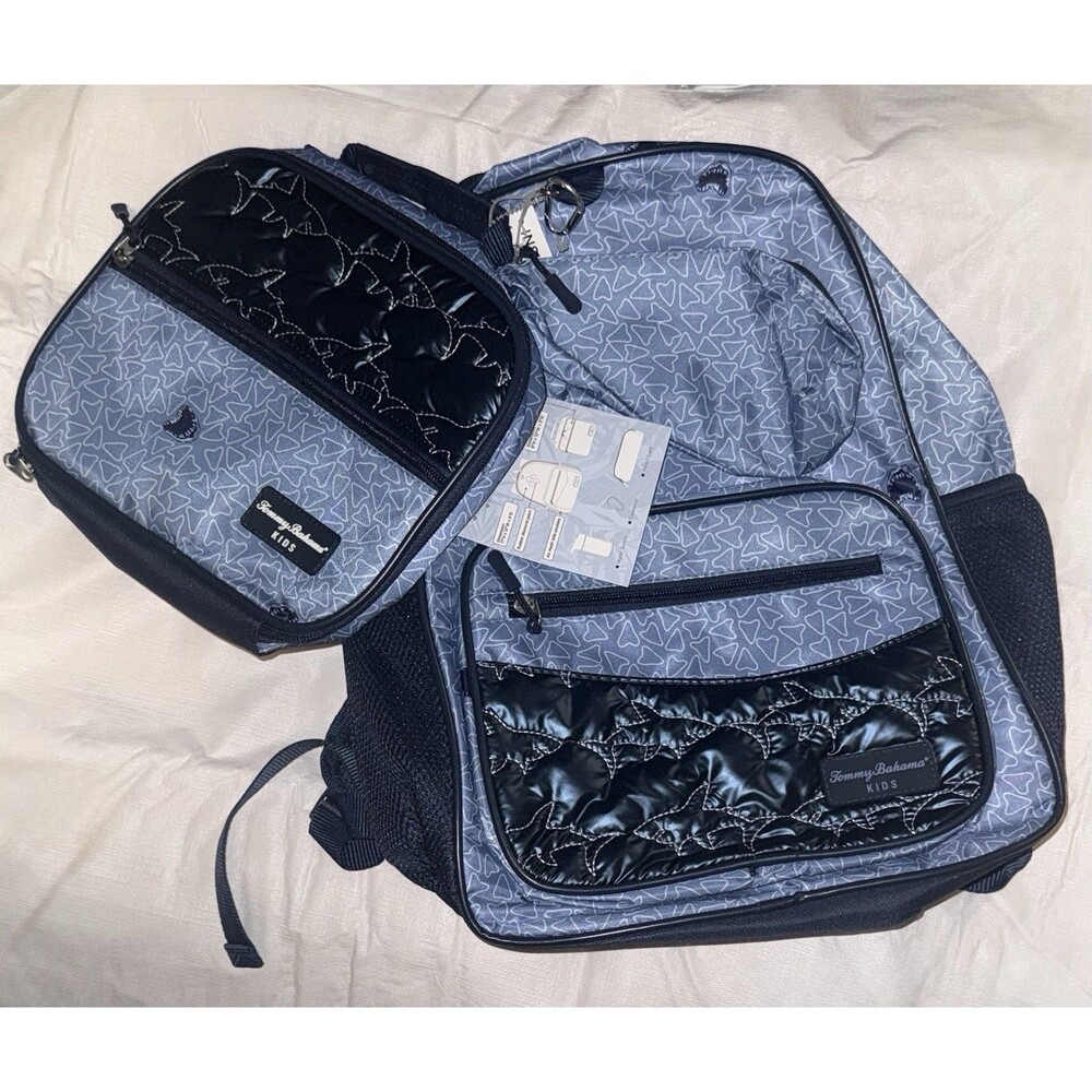 Tommy Bahama 5 Piece Kids Blue Shark Backpack Lunchbox
